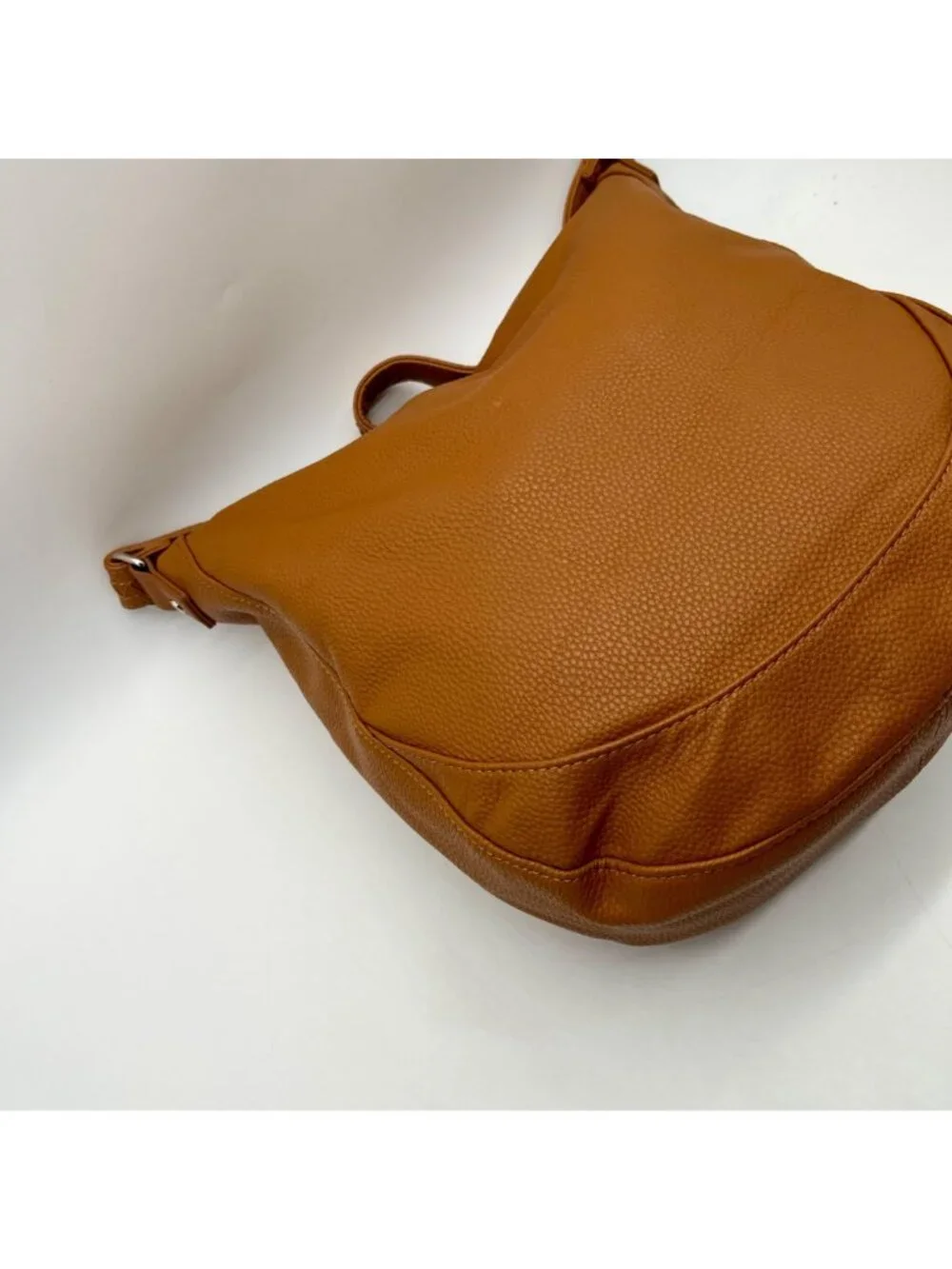 Thirty-One Tan Pebbled Faux Leather Hobo Bag